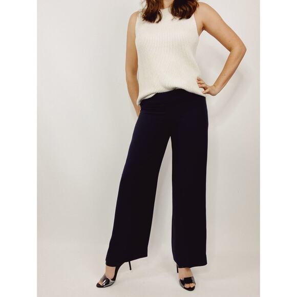 Giorgio Armani Dark NAVY BLUE 100% Silk Trouser Pants - Picture 1 of 8